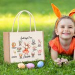 Personalized God Said I Am Cute Dream Job Bunny Bible Jute Tote Bag with Name and Canvas Pocket Easter Birthday Christian Gift for Kids
