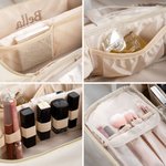 Personalised Simplicity Large Makeup Bag Embroidery Name Leather Cosmetic Bag Multiple Slots Travel Essentials Bridesmaid Shower Birthday Gift for Her