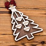 Ornement en Forme de Sapin Personnalisé avec Nom sur le Coeur Décoration Familiale en Bois Cadeau de Noël pour la Famille