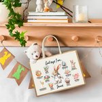 Personalized God Said I Am Cute Dream Job Bunny Bible Jute Tote Bag with Name and Canvas Pocket Easter Birthday Christian Gift for Kids