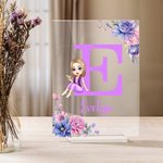 Personalized Floral Cartoon Graduate Initial Acrylic Plaque with Name Home Decor Birthday Graduation Gift for Graduates