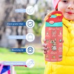 Personalized Multicolor Cute Rabbit Careers 12oz Insulated Kids Water Bottle with Handle and Straw Birthday Easter Gift for Boys Girls