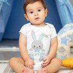 Personalized Easter Bunny 100% Cotton Kids T-shirt Baby Bodysuit with Name Easter Party Gift for Boys Girls