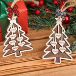 Ornement en Forme de Sapin Personnalisé avec Nom sur le Coeur Décoration Familiale en Bois Cadeau de Noël pour la Famille