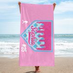 Personalized Baseball Ice Cream Quick Dry Oversized Microfiber Beach Towel with Name Number Travel Essential Birthday Gift for Women Baseball Lovers
