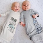 Personalized Colorful Floral Doodle Letter 100% Cotton Baby Sleeper Gown with Name Coming Home Outfit Baby Shower Birthday Gift for Newborns