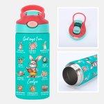Personalized Multicolor Cute Rabbit Careers 12oz Insulated Kids Water Bottle with Handle and Straw Birthday Easter Gift for Boys Girls