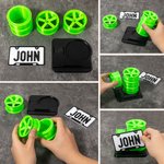 Personalised 3D Printed Stacked Wheel Licence Plate Design Partitioned Pen Holder with Text Desk Organizer Office Accessories Gift for Car Lovers