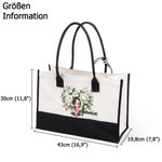 Personalisierte Cartoon-Charakter Blumenherz Canvas Tragetasche mit Namen und Griffen Reise Zubehör Valentinstag Geburtstag Geschenk für Damen