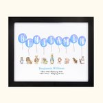 Personalized Cute Peter Rabbit Balloon Photo Frame with Name and Date Baptism Easter Birthday Gift for Newborn Kids
