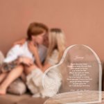 Personalised Rose Design Heart Acrylic Engraved Plaque Write Your Own Romantic Christmas  Valentine's Day Desk Decor for Couple
