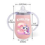 Personalized Fantasy Digital Unicorn Dinosaur Vehicle 10oz Insulated Name Sippy Cup with Lid and Handle Birthday Baby Shower Gift for Toddler Kids