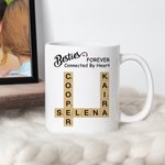 Personalized Family Connected By Heart Forever Crossword Puzzle 11oz 15oz Ceramic Mug with Name Birthday Housewarming Gift for Family