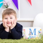 Personalized Cartoon Bunny Boy Girl Floral Eggs Food-Grade Biscuit Storage Tin Box with Initial Name Easter Party Favors Birthday Gift for Kids