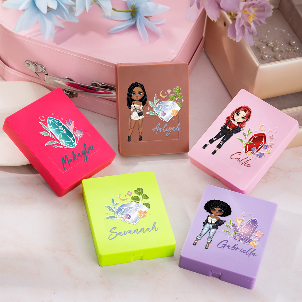 Set de 5 pinceaux de maquillage avec boîte de rangement Cadeau d'anniversaire de mariage pour femmes filles