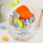 Personalized Cute Bunny Ears Bucket Bag Large Capacity Basket with Name Easter Hunting Party Gift for Kids