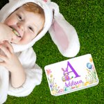 Personalized Cartoon Bunny Boy Girl Floral Eggs Food-Grade Biscuit Storage Tin Box with Initial Name Easter Party Favors Birthday Gift for Kids