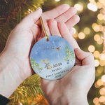 Personalized First Christmas Cute Bunny Ceramic Ornament with Name Double-sided Printing Tree Decor Holiday Party Gift for Newborn