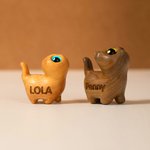 Personalised Mini Cute Cat Wooden Carved Statue Collectible Figurine with Engraved Name Handmade Home Desk Decor Birthday Gift for Cat Lovers