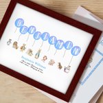 Personalized Cute Peter Rabbit Balloon Photo Frame with Name and Date Baptism Easter Birthday Gift for Newborn Kids
