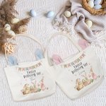Personalized Cute Bunny Ears Bucket Bag Large Capacity Basket with Name Easter Hunting Party Gift for Kids