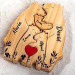 Rompecabezas de madera personalizado con osos de 2 a 8 nombres y corazón decoración para hogar regalo de cumpleaños o Día del Padre para la familia