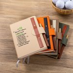 Personalized Top Ten Golfers Name A5 Leather Notebook Wooden Pen Set with 100 Lined Pages Birthday Best Wishes Gift for Golf Lovers
