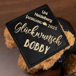 Personalisierter Niedlicher Absolventenhut Plüsch Teddybär mit Namen und Uni-Wappen Schule Abschluss Geschenk für Kinder Absolventen der Klasse 2025
