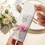 Personalized For Your Happy Tears White Pearlescent Set of 4 Rose Wedding Tissue Packs with Couple's Name and Date Wedding Party Favor Gift for Guests