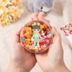 Personalizado lindo conejito de la muchacha de la historieta transparente redondo caramelo tratar caja con nombre cesta de vacaciones rellenos Pascua fiesta regalos para niños