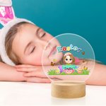 Pascua personalizado colorido Craked cáscara de huevo rota de dibujos animados Niño Niña Luz de noche LED con base de madera y el nombre de Pascua decoración de la habitación del partido de regalo par