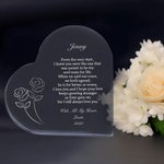 Personalised Rose Design Heart Acrylic Engraved Plaque Write Your Own Romantic Christmas  Valentine's Day Desk Decor for Couple