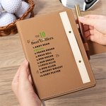 Personalized Top Ten Golfers Name A5 Leather Notebook Wooden Pen Set with 100 Lined Pages Birthday Best Wishes Gift for Golf Lovers