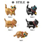 Statuetta di gatto in legno personalizzata con nome inciso decorazione fatta a mano idea regalo di compleanno per amanti dei gatti