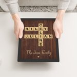 Personalised Names Family Crossword Art Wood Frame Painting with Stand Home Decor Housewarming Wedding Gift for Family Friend