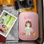 Personalized Floral Easter Eggs Cartoon Character Travel Jewelry Box with Name and Changing Color LED Makeup Mirror Birthday Easter Gift for Girls