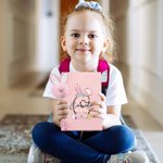 Gepersonaliseerd speels konijntje oren strik ei initiaal naam A5 spiraal notitieboek en pom puff pen set met 156 gelinieerde pagina's Verjaardag Pasen cadeau voor jongens meisjes