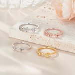 Personalized Dainty 2-3 Birth Flowers Zircon Ring Minimalist Jewelry Mother's Day Anniversary Birthday Gift for Women