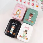 Personalized Floral Easter Eggs Cartoon Character Travel Jewelry Box with Name and Changing Color LED Makeup Mirror Birthday Easter Gift for Girls