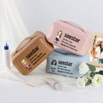 Personalized Seester Definition Cartoon Leather Wide Opening Makeup Bag with Name Portable Travel Accessories Birthday Gift for Sisters Friends