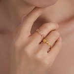 Personalized Dainty 2-3 Birth Flowers Zircon Ring Minimalist Jewelry Mother's Day Anniversary Birthday Gift for Women