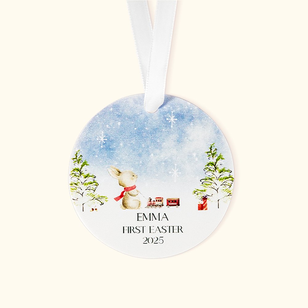 Ornement de Pâques en Acrylique Personnalisé Avec Nom et Motif de Lapin Décoration de Maison Cadeau Fête de Pâques Nouveau-né pour Enfants