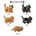 Personalisierte Niedliche Mini Holz Katze-Statue mit Namen-Gravur und Glocke Handgemachte Schreibtisch-Deko Geburtstag Geschenk für Katzenliebhaber