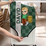 Personalized Y2K Cartoon Character 18-32 Inches Plaid Luggage Cover with Name Travel Accessories Birthday Gift for Men Women