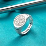 Simbolo medico personalizzato RN LPN Caduceo Anello da infermiera con testo inciso Gioielli in argento Sterling 925 Regalo di laurea per personale medico infermieristico