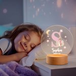 Personalisierte Regenbogen Initial Floral Peter Rabbit LED Nachtlicht mit hölzernen Basis und Name Datum Kinderzimmer Dekoration Geburtstag Baby Dusche Geschenk für Kinder