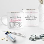 Tazza personalizzata An Awesome Nurse 11oz Silver Rim Enamel con testo Compleanno Apprezzamento Regalo di laurea per studenti di medicina infermieri