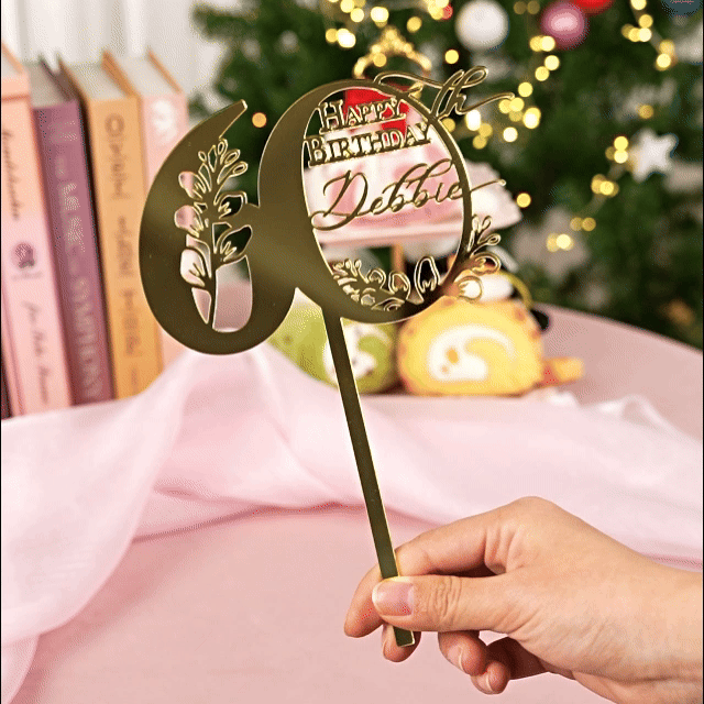 Personalized 40th 60th Happy Birthday Cake Topper with Name Cake Party Accessory Birthday Gift for Family Friend