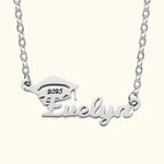 Personalised Graduation Cap Name Necklace with Engraved Year Graduation Gift for Graduates