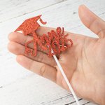 Personnalisé Class of 2025 Glitter Bachelor Cap Cupcake Topper with Name 6 Pcs Graduation Party Decorations Favors for Graduates